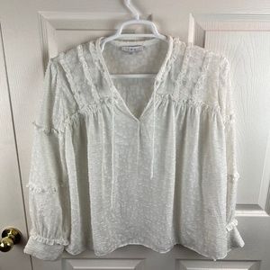 IRO Montana Ruffle Top Long Sleeve White Size 34